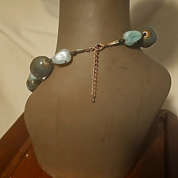 Vintage Chucky Navajo Natural Green/Blue Turquoise & Silpada Gemstone Necklace - Picture 5 of 7